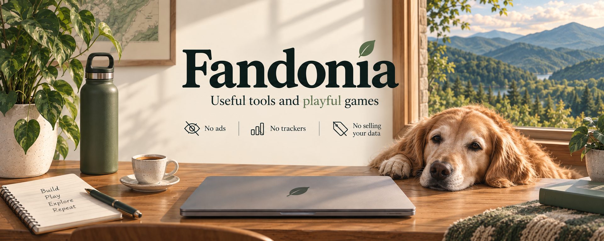 Fandonia — useful tools and playful games. No ads, no trackers, no selling your data.